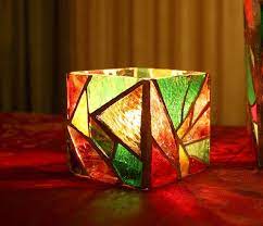 Glass Mosaic Candle Holder Stained
