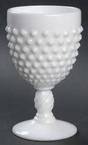 Hobnail Milk Glass Water Goblet By