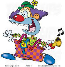 cartoon party clown using a horn 8034
