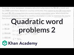 Quadratic And Exponential Word Problems Harder Example Video