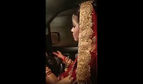 bridal attire drives to wedding venue