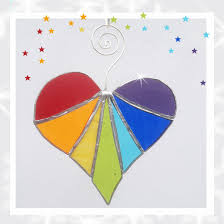 Stained Glass Heart Rainbow Colours