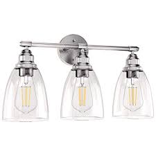 Wall Vanity Light Fixture Farmhouse Bathroom Lighting 3 Light Brushed Nickel Wall Sconce Lighting With Glass Shade Modern Vintage Porch Wall Lamp For Mirror Kitchen Living Room Workshop E26 Base The Diy