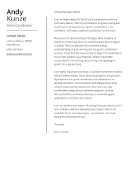 grant coordinator cover letter sle