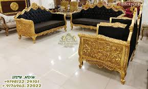 Antique Gold Black Sofa Set