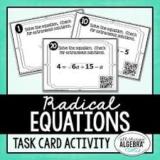 Radical Equations Task Cards