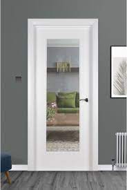 White Primed Internal Door With Clear Glass