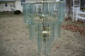 Vintage Glass Rod Chandelier Etched