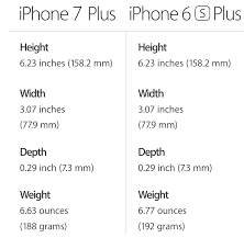 Weight Size And Battery Life Iphone 7 Vs Iphone 6s
