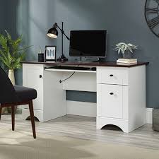 Choose styles with functional features like drawers, shelves, and hidden storage. Sauder Select Computer Desk Soft White With Cherry Accent 429449 Sauder Sauder Woodworking