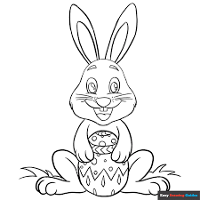 easter bunny coloring page easy