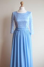 Long Blue Lace Dress For Bridesmaids Pastel Blue Bridesmaid Etsy