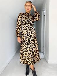 silky satin leopard print dress