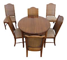 Our product range includes a wide range of bamboo dining table set, bamboo center table, bamboo outdoor dining bamboo dining table set. Hollywood Regency Faux Bamboo Dining Table 6 Chairs With 2 Leaf By Dixie Chairish