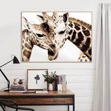 Giraffe Portrait Framed Canvas Wall Art