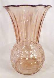 Pink Depression Glass Vase Waffle Rib