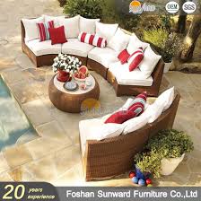 Brown Rattan Garden Sofa Semicircular