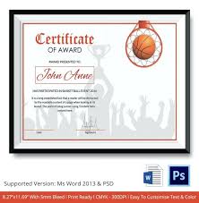 Basketball Certificate Templates Printable Sports