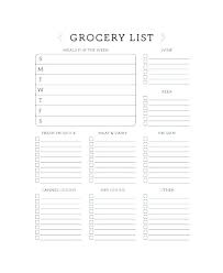 Grocery List Excel Template Printable Shopping Wine