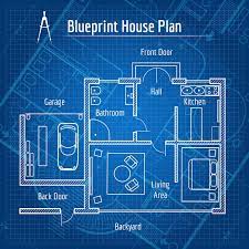 Free Vector Blueprint House Plan