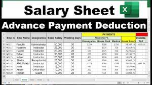 salary sheet in excel with formula