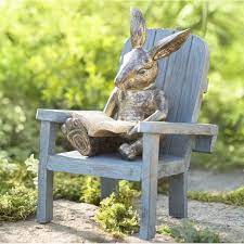 Reading Rabbit Garden Statue Outdoor