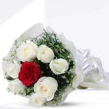 bouquet of white red roses