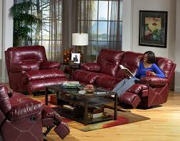 red leather recliner sofa set up