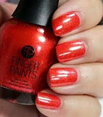 vermillion nail lacquer by finger