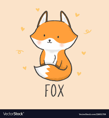 cute fox cartoon hand drawn style