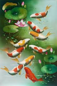 Feng Shui Koi Fish Oil Painting Canvas