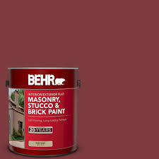 Behr 1 Gal Pfc 02 Brick Red Flat Interior Exterior Masonry Stucco And Brick Paint