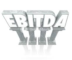 Ebitda Word 3d Letters On Stone Columns To Report Or State Earnings