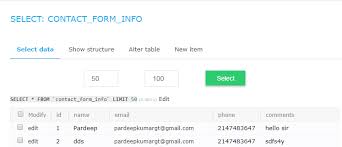 php contact form with mysql