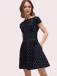 Kate Spade Dresses Jumpsuits Womens Dot Cotton Fiorella Dress Black French Cream Kateandgina