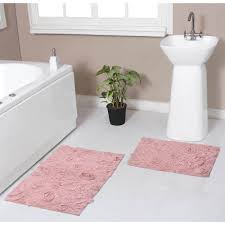 home weavers inc set of 2 modesto collection pink cotton tufted bath rug set home weavers