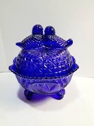 Vintage Cobalt Blue Glass Candy Dish