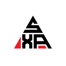 design de logotipo de letra de triângulo sxa com forma de triângulo.  monograma de design de logotipo de triângulo sxa. modelo de logotipo de  vetor de triângulo sxa com cor vermelha. logotipo