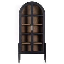 Clear Glass Black Solid Oak Wood Arched