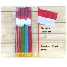 mainan bendera tongkat peluit merah