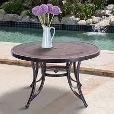 Faux Wood Top Outdoor Dining Table