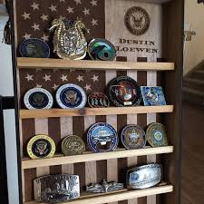 Hanging Wood Military Coin Holder