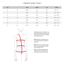 Size Chart Carmen Marc Valvo