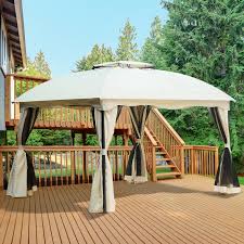 Details About Outsunny 10 X 12ft Outdoor Patio Gazebo Pavilion Canopy Tent Steel 2 Tier Roof