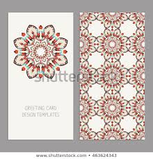 Templates Greeting Business Cards Floral Motifs Stock Vector