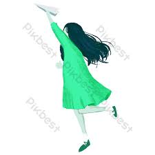 Pelajari tentang bagaimana cara melipat pesawat terbang. Green Dress Girl Flying Airplane Free Cutout Png Images Psd Free Download Pikbest