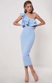 Model In Baby Blue Midi Dress
