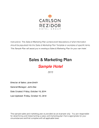 Hotel Sales And Marketing Plan Templates At