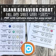 Blank Weekly Behavior Charts Full Day With Steps Pdf Editable Dates