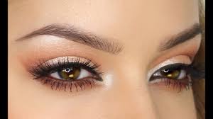 peachy glowing eyes date makeup